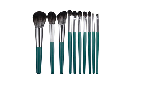 Makeup Brushes GLANDS 10pcs Premium Synthetic Bristles Green Wooden Handle Kabuki Foundation Brush Makeup Sets Professional Portable Bag