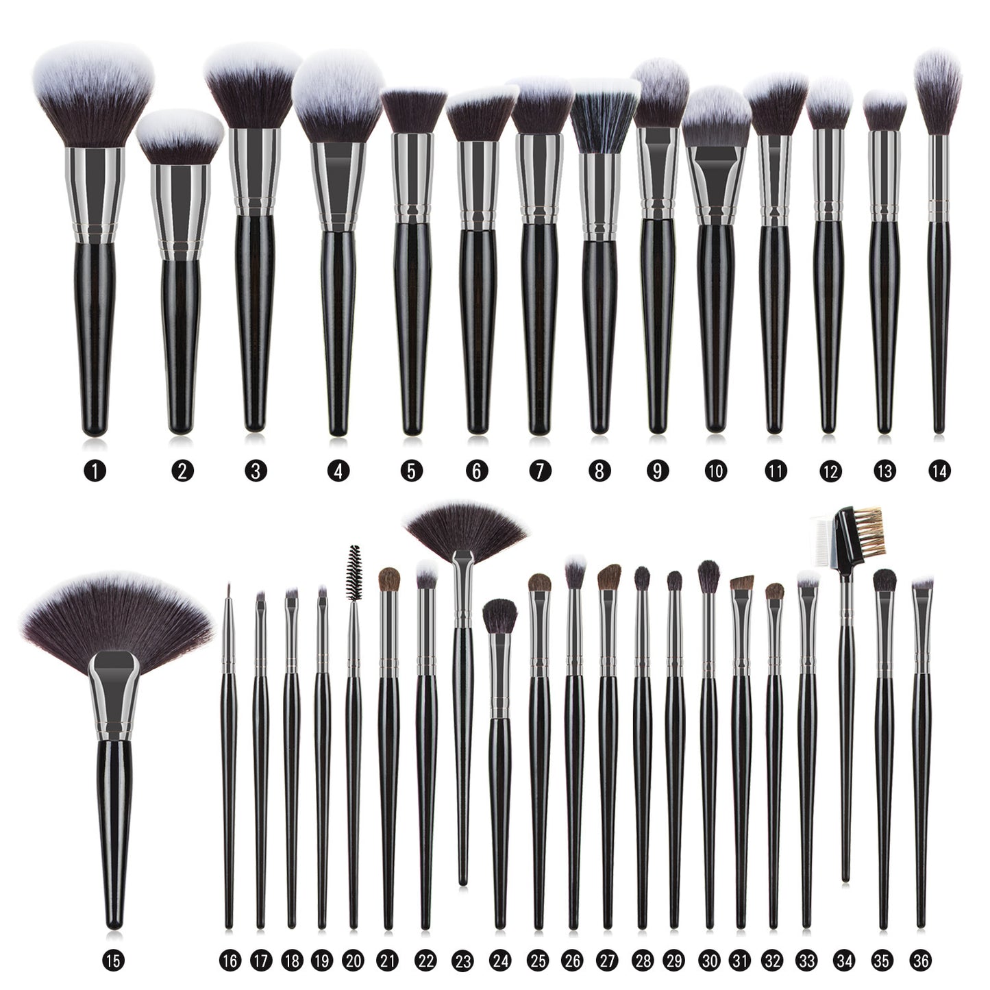 GLANDS 36 pcs Makeup Brushes, Make Up Brush Set Professional, Natural Goat Hair Makeup Brush Foundation Face Powder Blush Eyeshadow Brushes Concealers Eye Make Up Brush Set