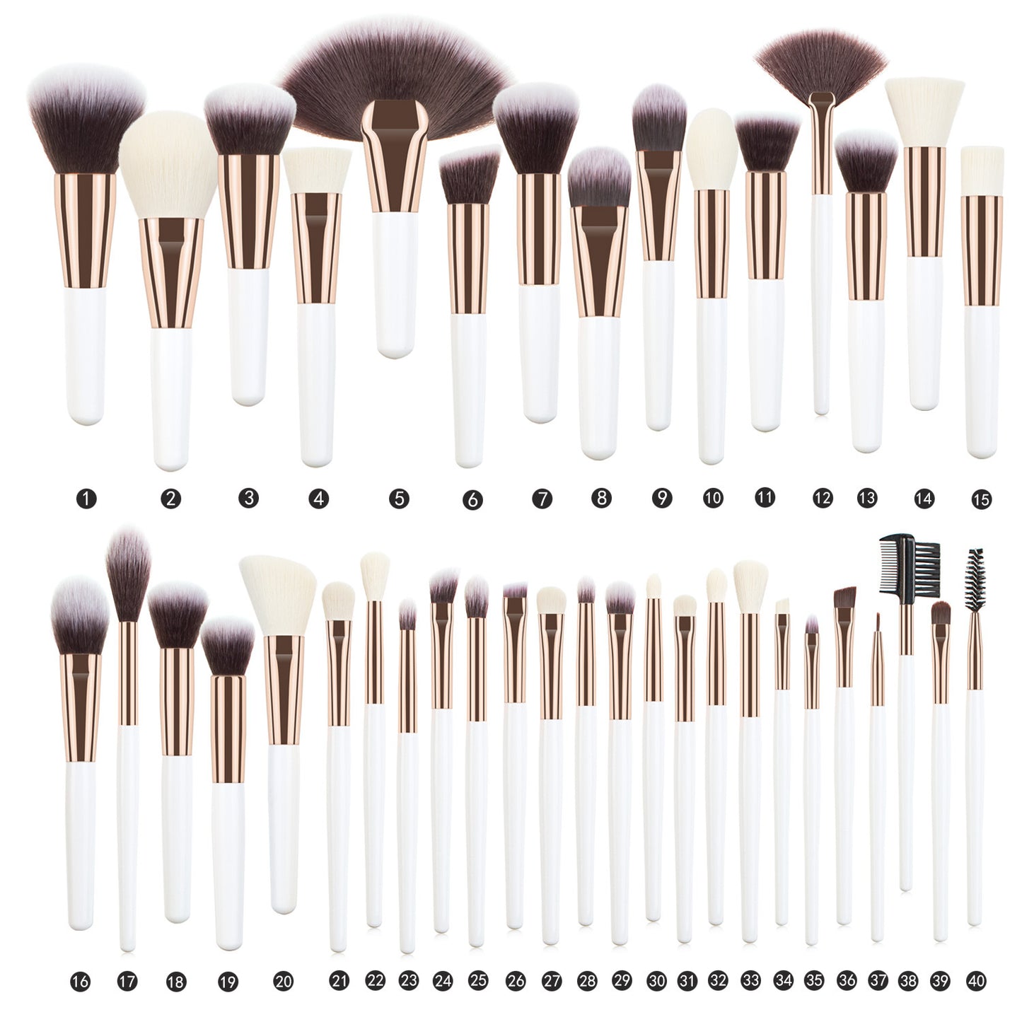 GLANDS 40 Professional Makeup Brushes Set (40PcsWhite short  Handles, Comfortable To Hold And Easy To Use. Full Face Travel Make up Brushes Set Professional With Case.